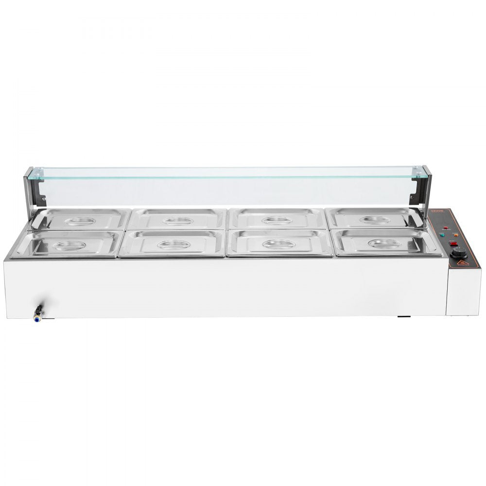 SC-TC-2108 - 8-Pan Stainless Steel Buffet Food Warmer with Glass Shield