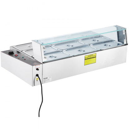SC-TC-319 - 9-Pan Stainless Steel Food Warmer with Glass Cover