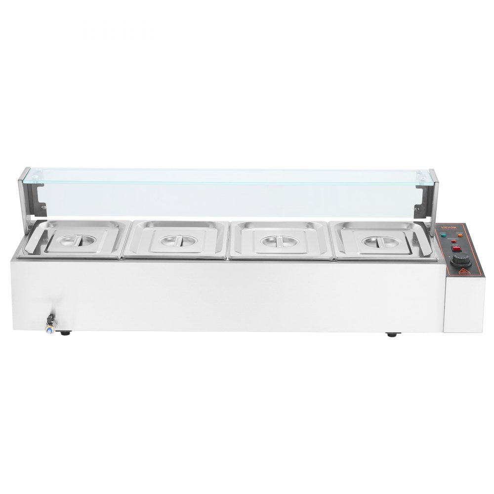 SC-TC-214 - 4-Pan Commercial Food Warmer with Glass Cover, 8qt Capacity