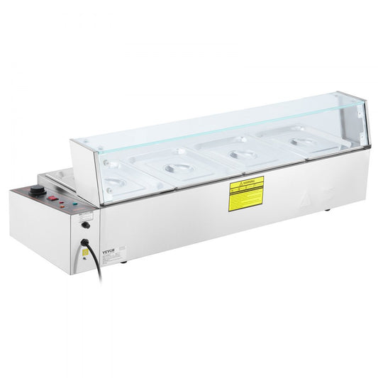 SC-TC-214 - 4-Pan Commercial Food Warmer with Glass Cover, 8qt Capacity