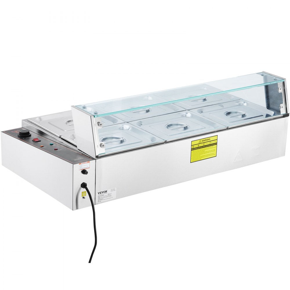 SC-TC-216 - 6-Pan Stainless Steel Buffet Warmer with Glass Cover
