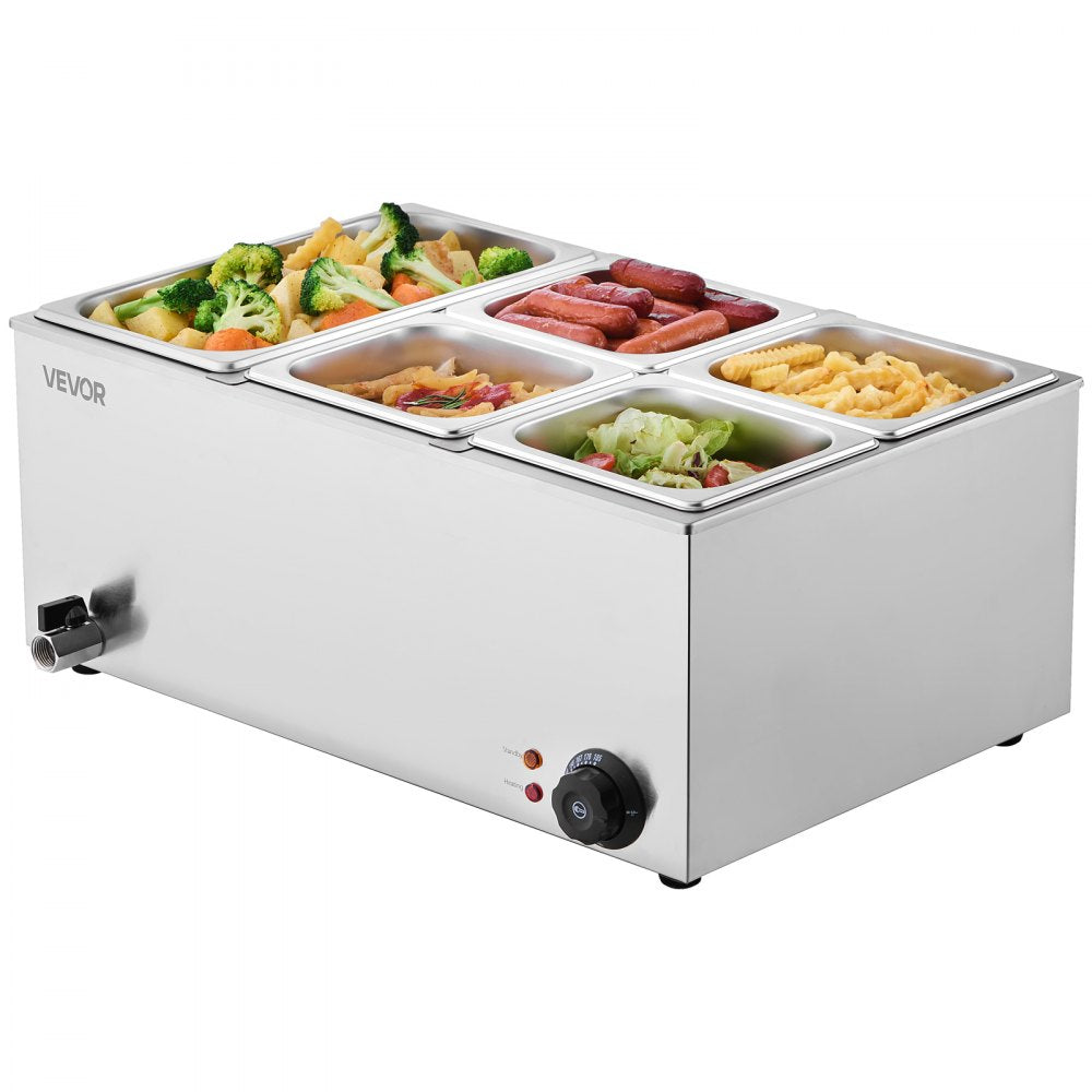 M-112 - 5-Pan Stainless Steel Food Warmer with Dry-Burn Protection 15.3QT