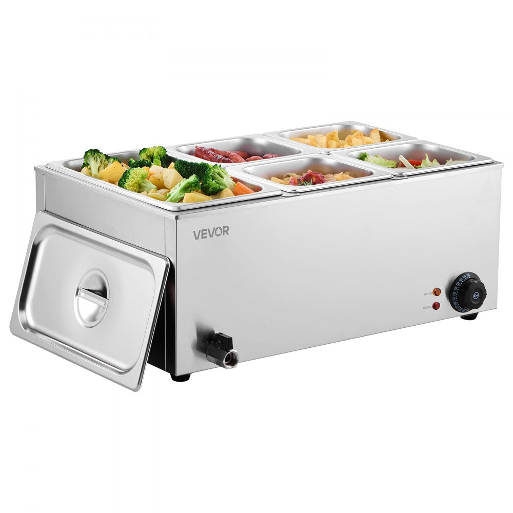 M-112 - 5-Pan Stainless Steel Food Warmer with Dry-Burn Protection 15.3QT