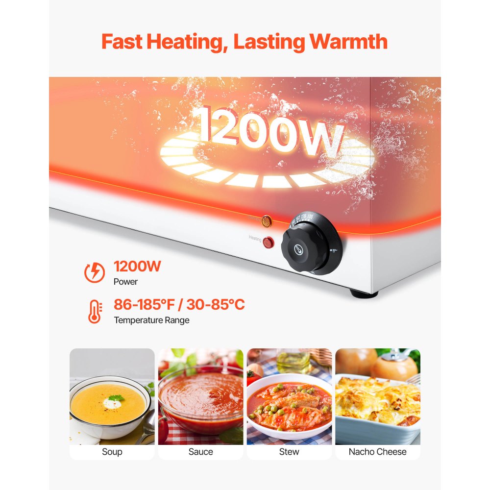 M-112 - 3-Pan Stainless Steel Food Warmer, 17QT with Dry-Burn Protection