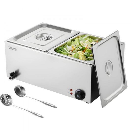 M-112 - 3-Pan Stainless Steel Food Warmer, 17QT with Dry-Burn Protection