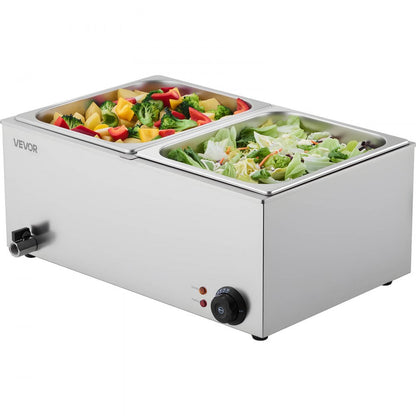 M-112 - 3-Pan Stainless Steel Food Warmer, 17QT with Dry-Burn Protection