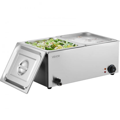 M-112 - 3-Pan Stainless Steel Food Warmer, 17QT with Dry-Burn Protection