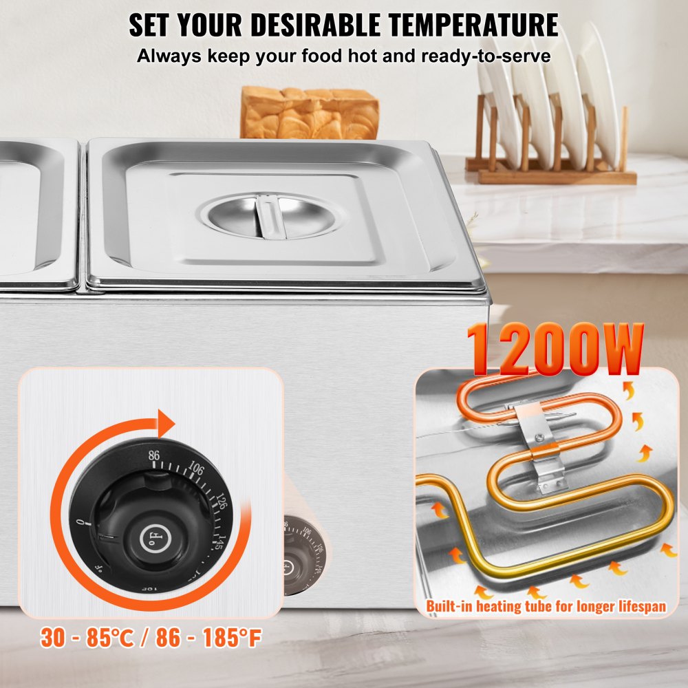 M-112 - 2-Pan Stainless Steel Food Warmer with Dry-Burn Protection