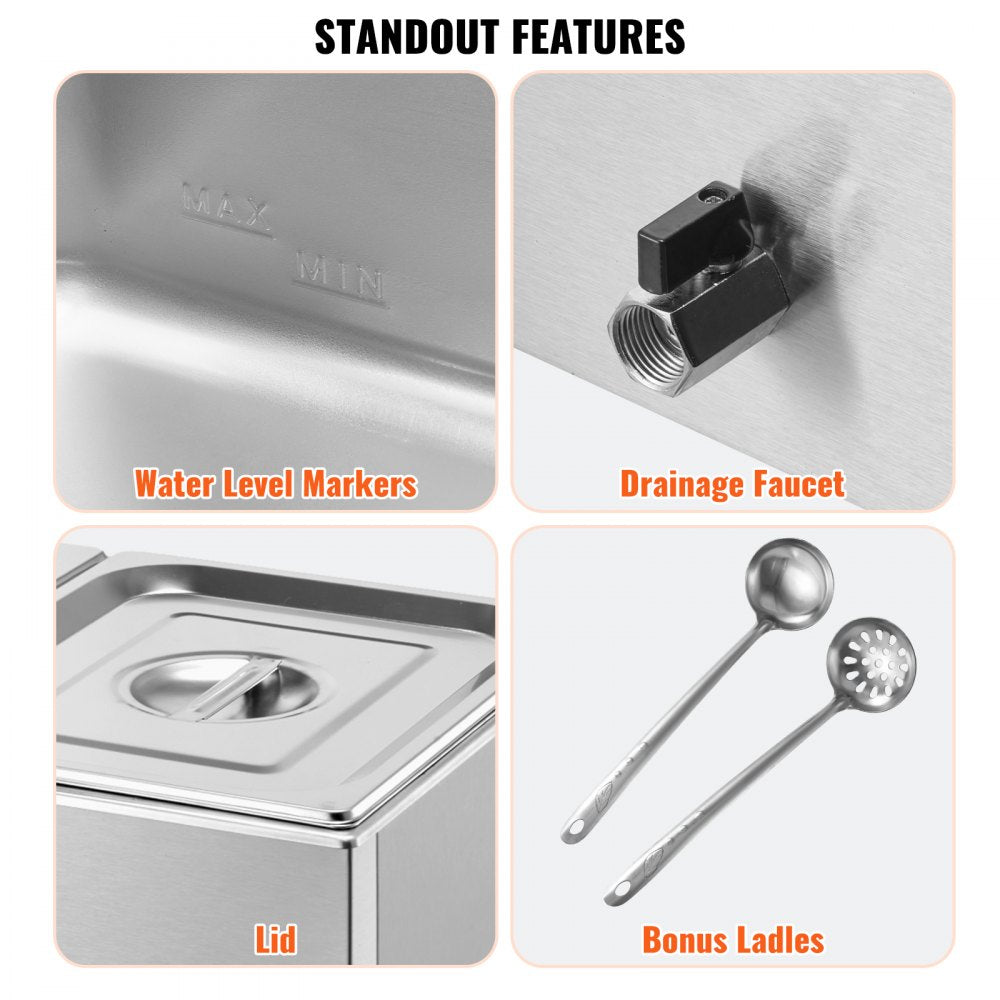 M-112 - 2-Pan Stainless Steel Food Warmer with Dry-Burn Protection