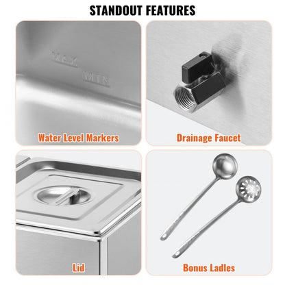 M-112 - 2-Pan Stainless Steel Food Warmer with Dry-Burn Protection