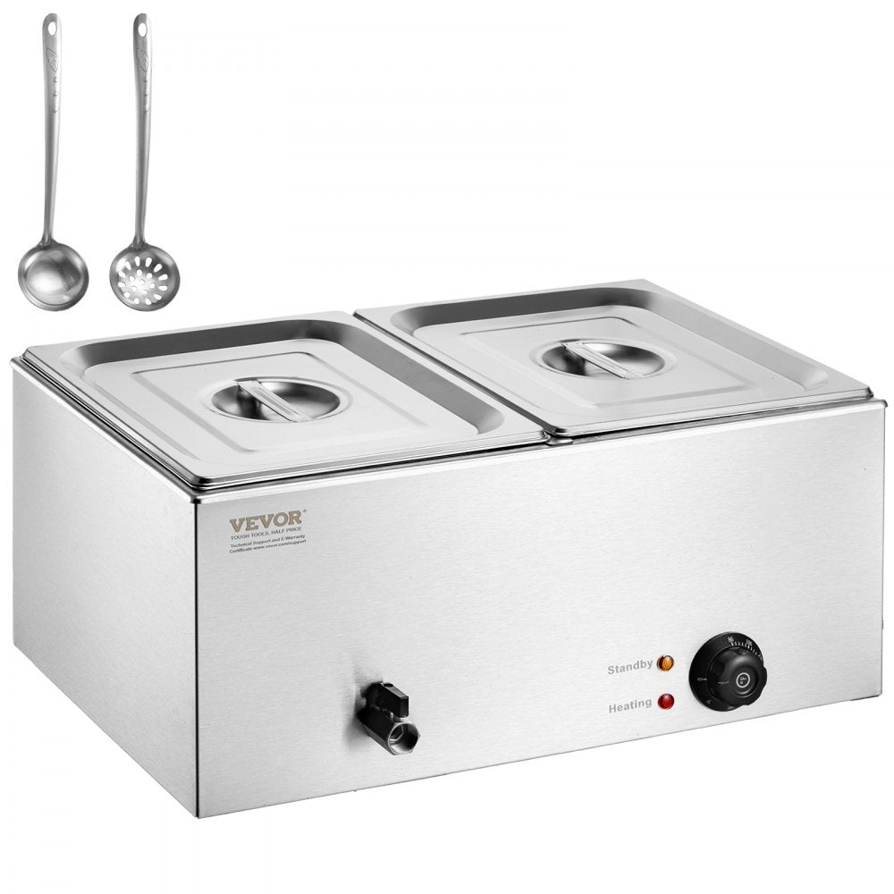 M-112 - 2-Pan Stainless Steel Food Warmer with Dry-Burn Protection