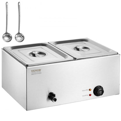 M-112 - 2-Pan Stainless Steel Food Warmer with Dry-Burn Protection