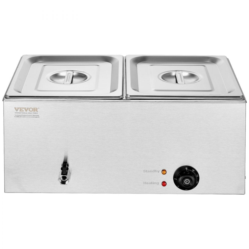 M-112 - 2-Pan Stainless Steel Food Warmer with Dry-Burn Protection