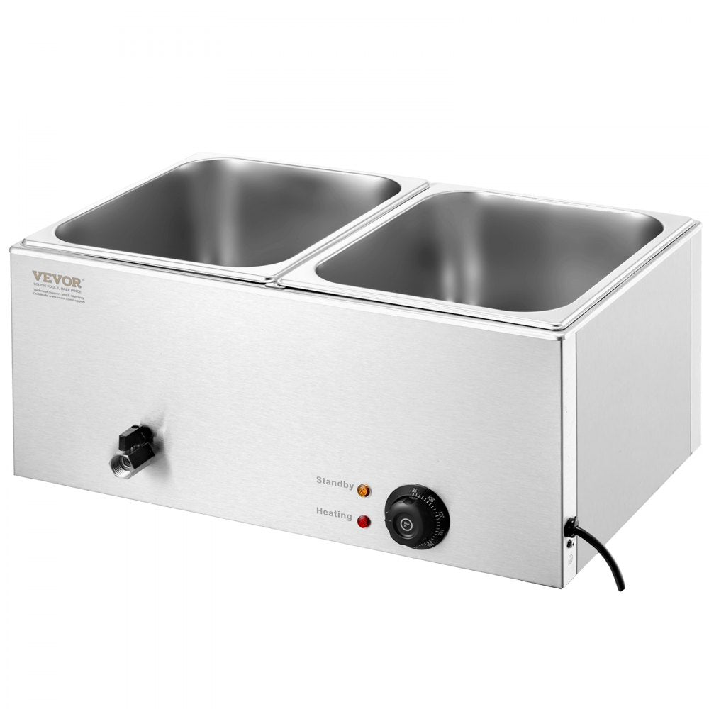 M-112 - 2-Pan Stainless Steel Food Warmer with Dry-Burn Protection