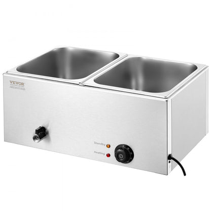M-112 - 2-Pan Stainless Steel Food Warmer with Dry-Burn Protection