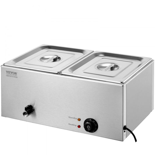 M-112 - 2-Pan Stainless Steel Food Warmer with Dry-Burn Protection