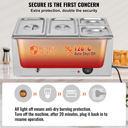 M-112 - 4-Pan Stainless Steel Food Warmer with Temp Control 16.4QT