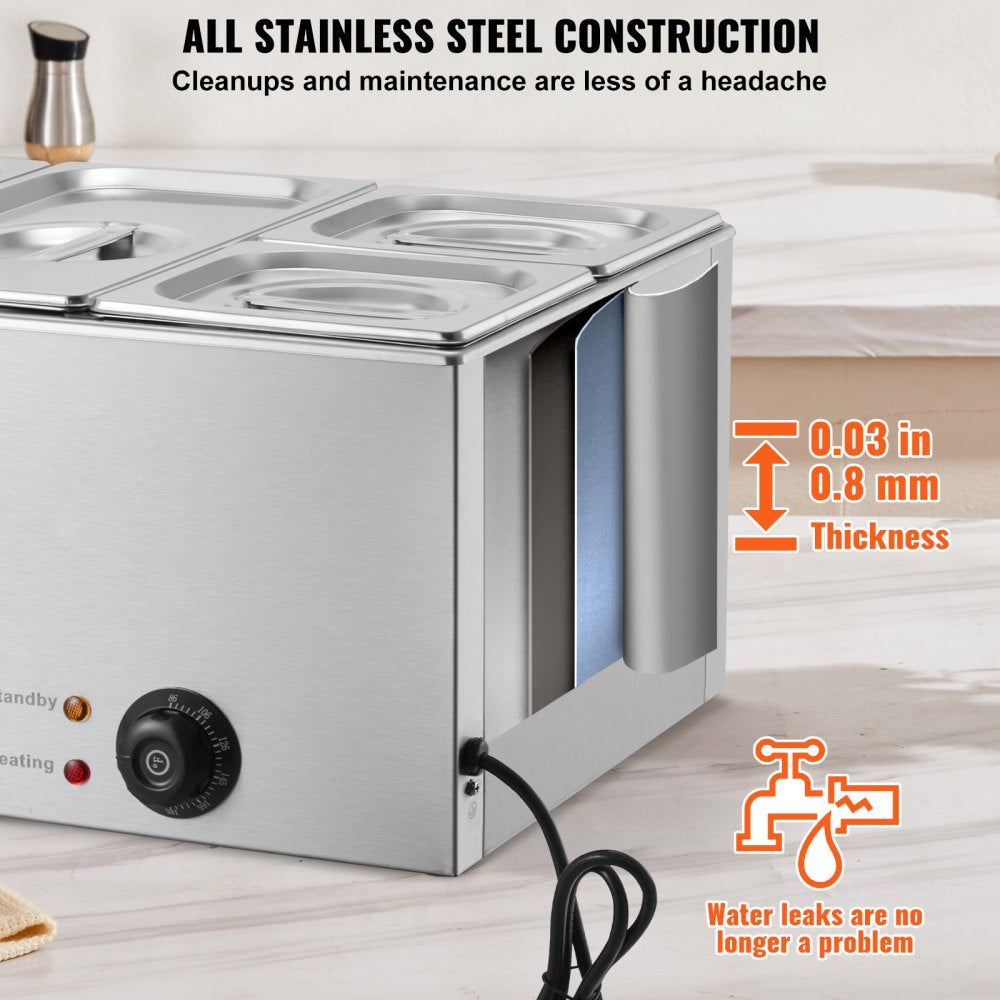 M-112 - 4-Pan Stainless Steel Food Warmer with Temp Control 16.4QT