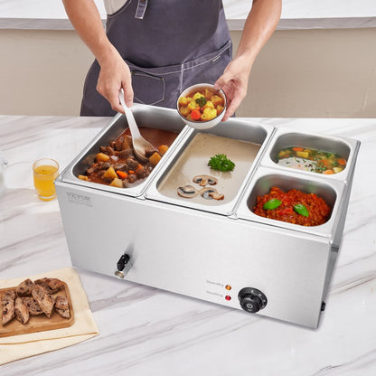 M-112 - 4-Pan Stainless Steel Food Warmer with Temp Control 16.4QT
