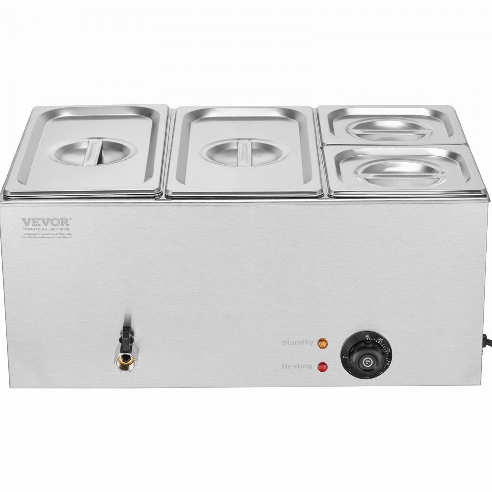 M-112 - 4-Pan Stainless Steel Food Warmer with Temp Control 16.4QT