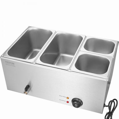 M-112 - 4-Pan Stainless Steel Food Warmer with Temp Control 16.4QT