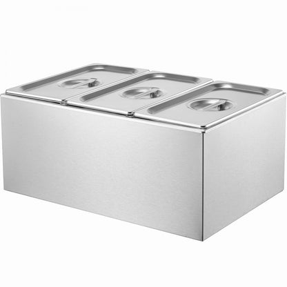 M-112 - 3-Pan Stainless Steel Food Warmer with Dry-Burn Protection