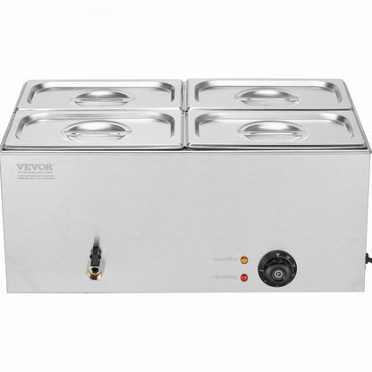 M-112 - 4-Pan 15.9QT Stainless Steel Food Warmer with Dry-Burn Protection