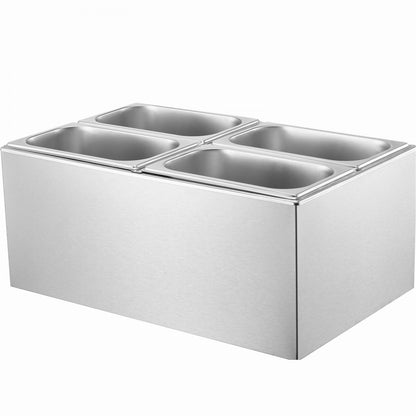 M-112 - 4-Pan 15.9QT Stainless Steel Food Warmer with Dry-Burn Protection
