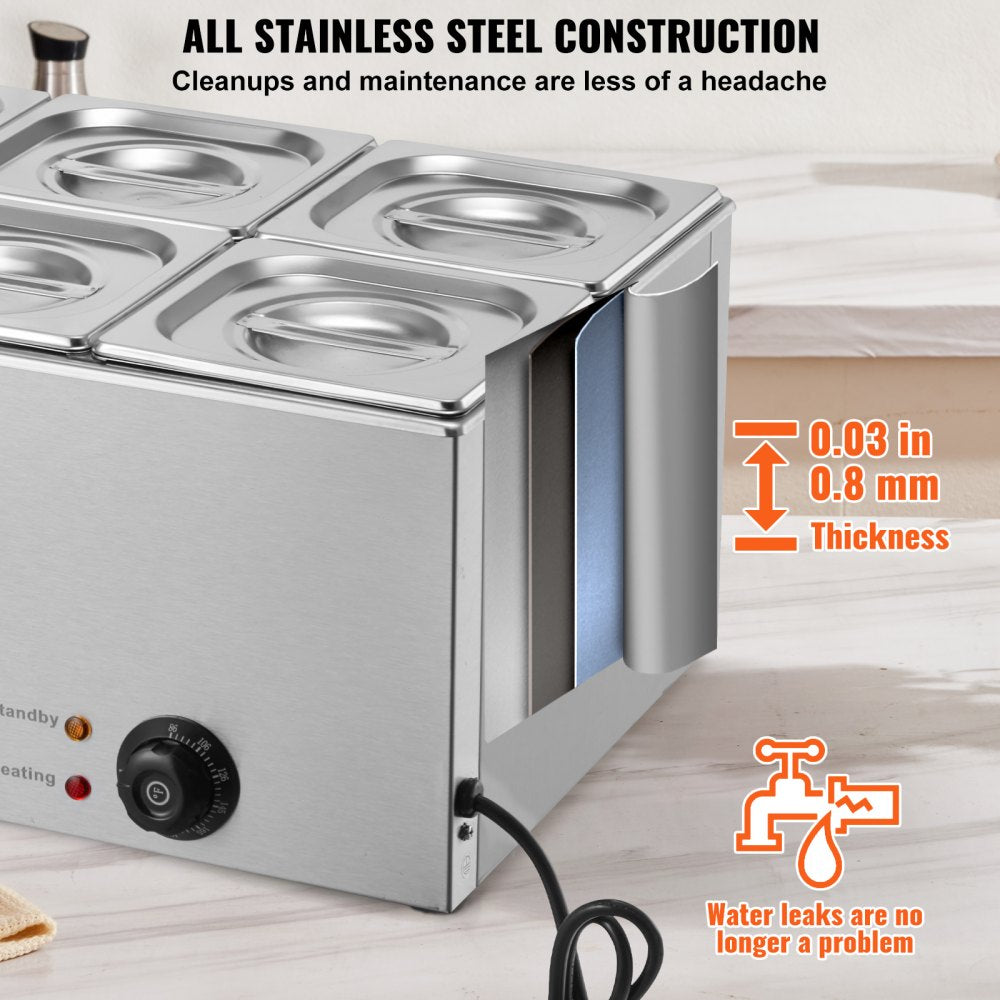 M-112 - 6-Pan Stainless Steel Food Warmer for Commercial Use