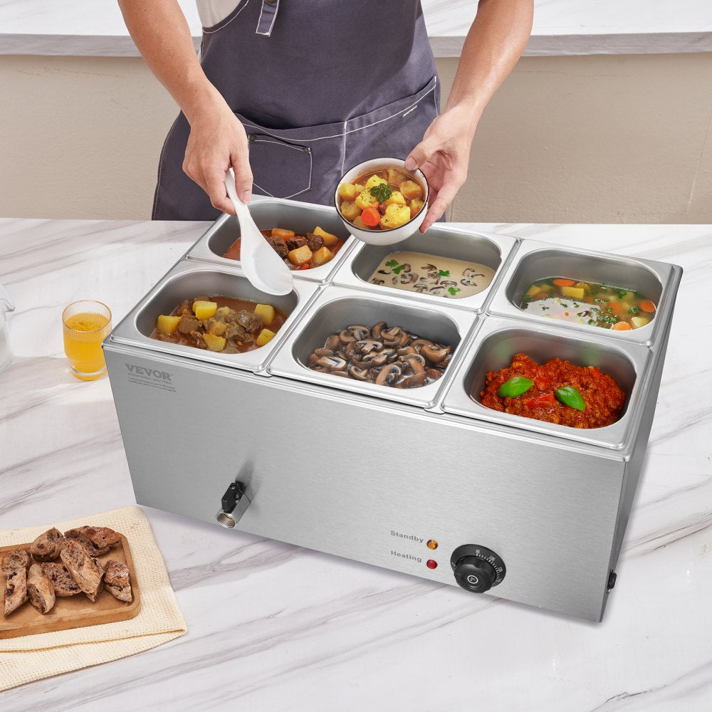 M-112 - 6-Pan Stainless Steel Food Warmer for Commercial Use