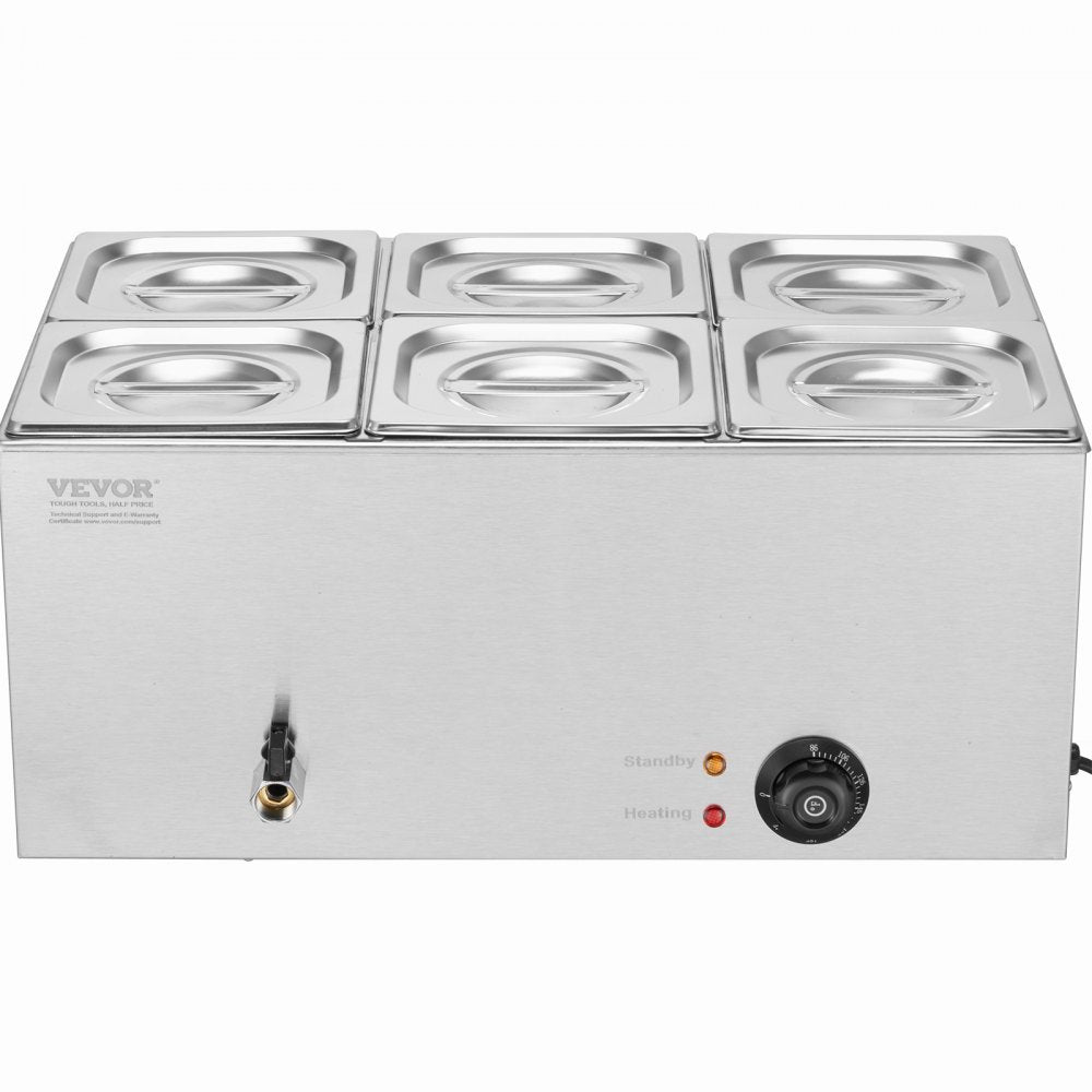 M-112 - 6-Pan Stainless Steel Food Warmer for Commercial Use