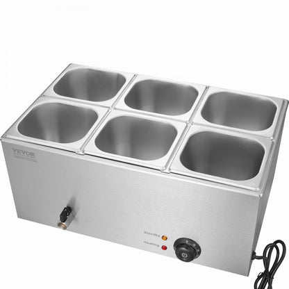 M-112 - 6-Pan Stainless Steel Food Warmer for Commercial Use