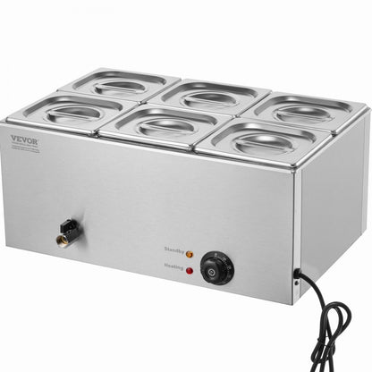 M-112 - 6-Pan Stainless Steel Food Warmer for Commercial Use