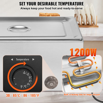 M-112 - 19Qt Stainless Steel Electric Food Warmer with Temperature Control