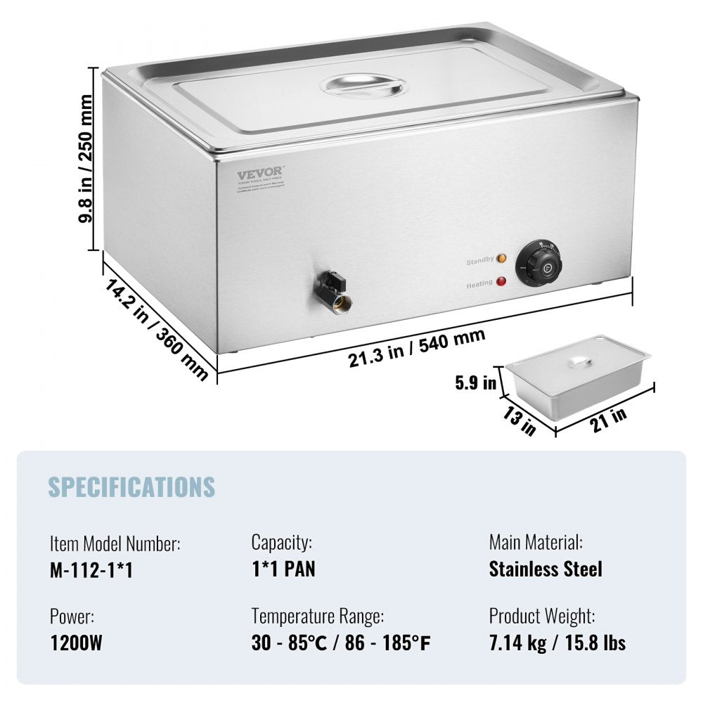M-112 - 19Qt Stainless Steel Electric Food Warmer with Temperature Control