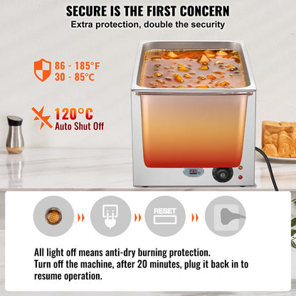 M-300 - 18L Stainless Steel Food Warmer with Dry-Burn Protection