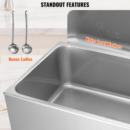 M-300 - 18L Stainless Steel Food Warmer with Dry-Burn Protection