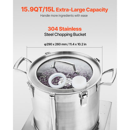 SC-7315 - 15.9QT Stainless Steel Food Processor with Powerful 1400W Motor