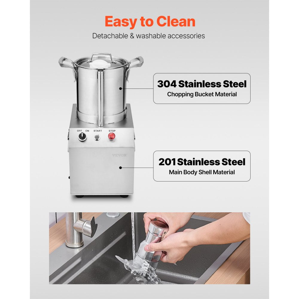 SC-7304 - 4.3QT Stainless Steel Food Processor with Powerful 550W Motor