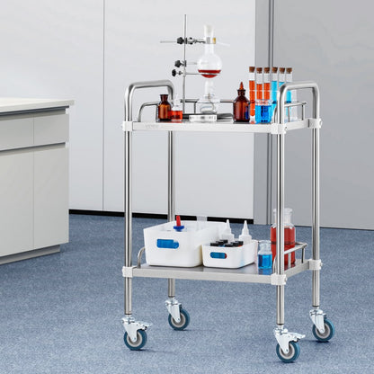 K-ST753 - Stainless Steel Lab Rolling Cart, 15.16"x21.57"x34.06", Easy Assembly