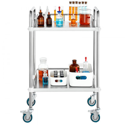 K-ST753 - Stainless Steel Lab Rolling Cart, 15.16"x21.57"x34.06", Easy Assembly