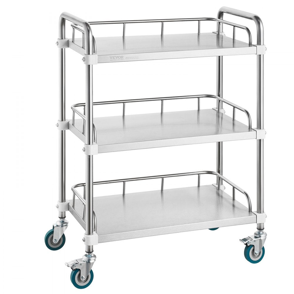 K-ST756 - Durable Stainless Steel Lab Rolling Cart 26.38"x15.55"x34.13"