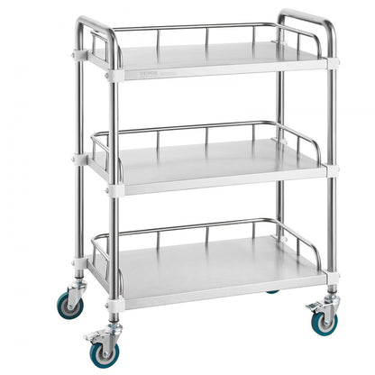K-ST756 - Durable Stainless Steel Lab Rolling Cart 26.38"x15.55"x34.13"