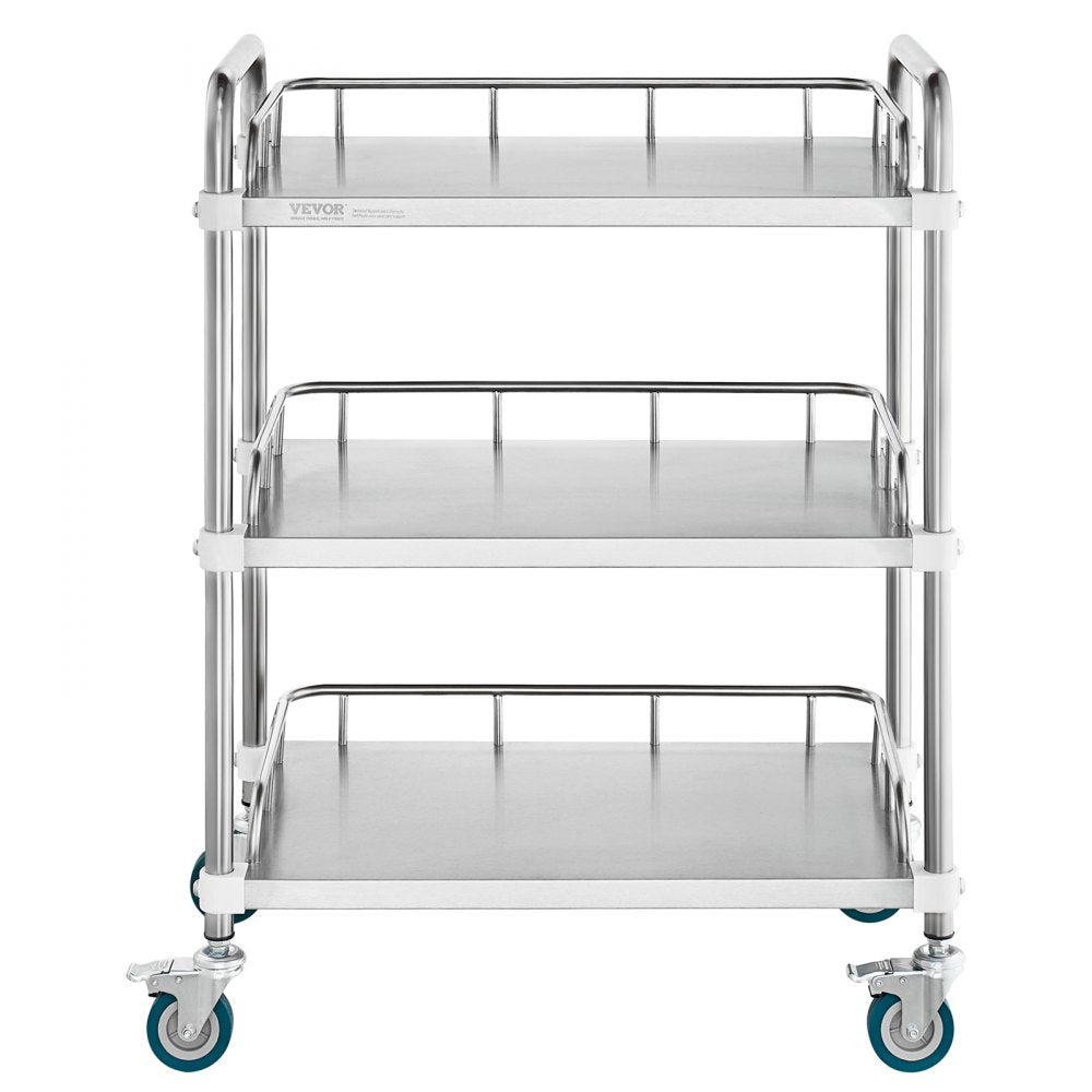 K-ST756 - Durable Stainless Steel Lab Rolling Cart 26.38"x15.55"x34.13"
