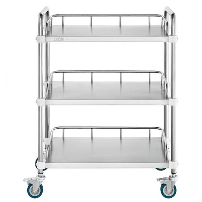 K-ST756 - Durable Stainless Steel Lab Rolling Cart 26.38"x15.55"x34.13"