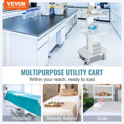 010478150282 - Stainless Steel 3-Shelf Utility Cart with Locking Casters