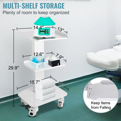 010478150282 - Stainless Steel 3-Shelf Utility Cart with Locking Casters