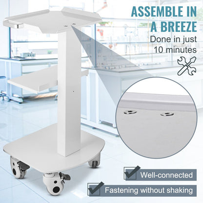 010478150282 - Stainless Steel 3-Shelf Utility Cart with Locking Casters