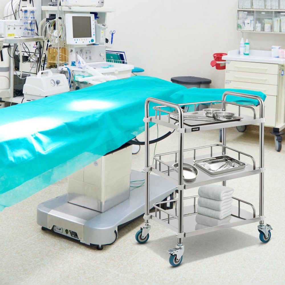 010171054581 - Stainless Steel Lab Cart, 23.4" x 15.6", 220 lbs Capacity