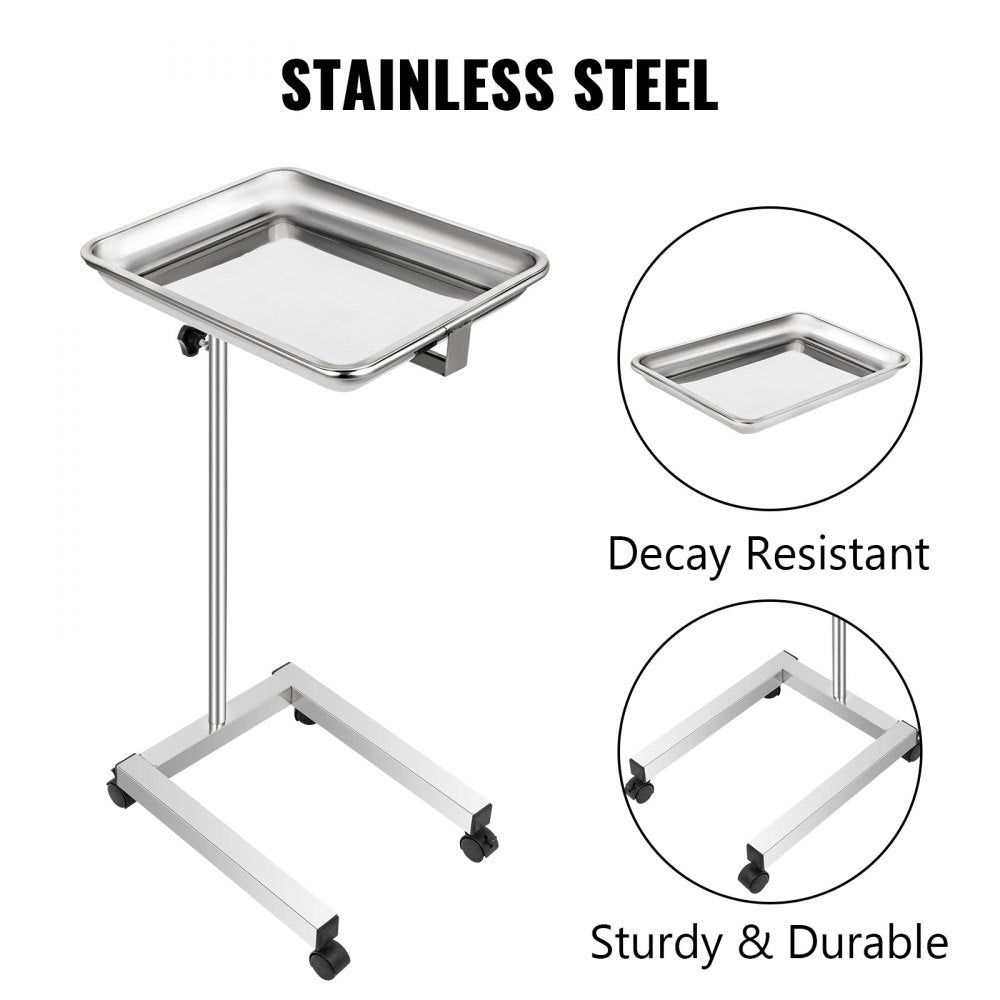 010122479051 - 32-51" Stainless Steel Adjustable Mayo Stand with Removable Tray